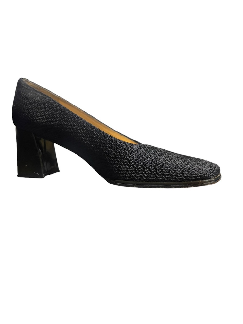 Stuart Weitzman Black Textured Block Heel Pumps - Picture 7 of 9